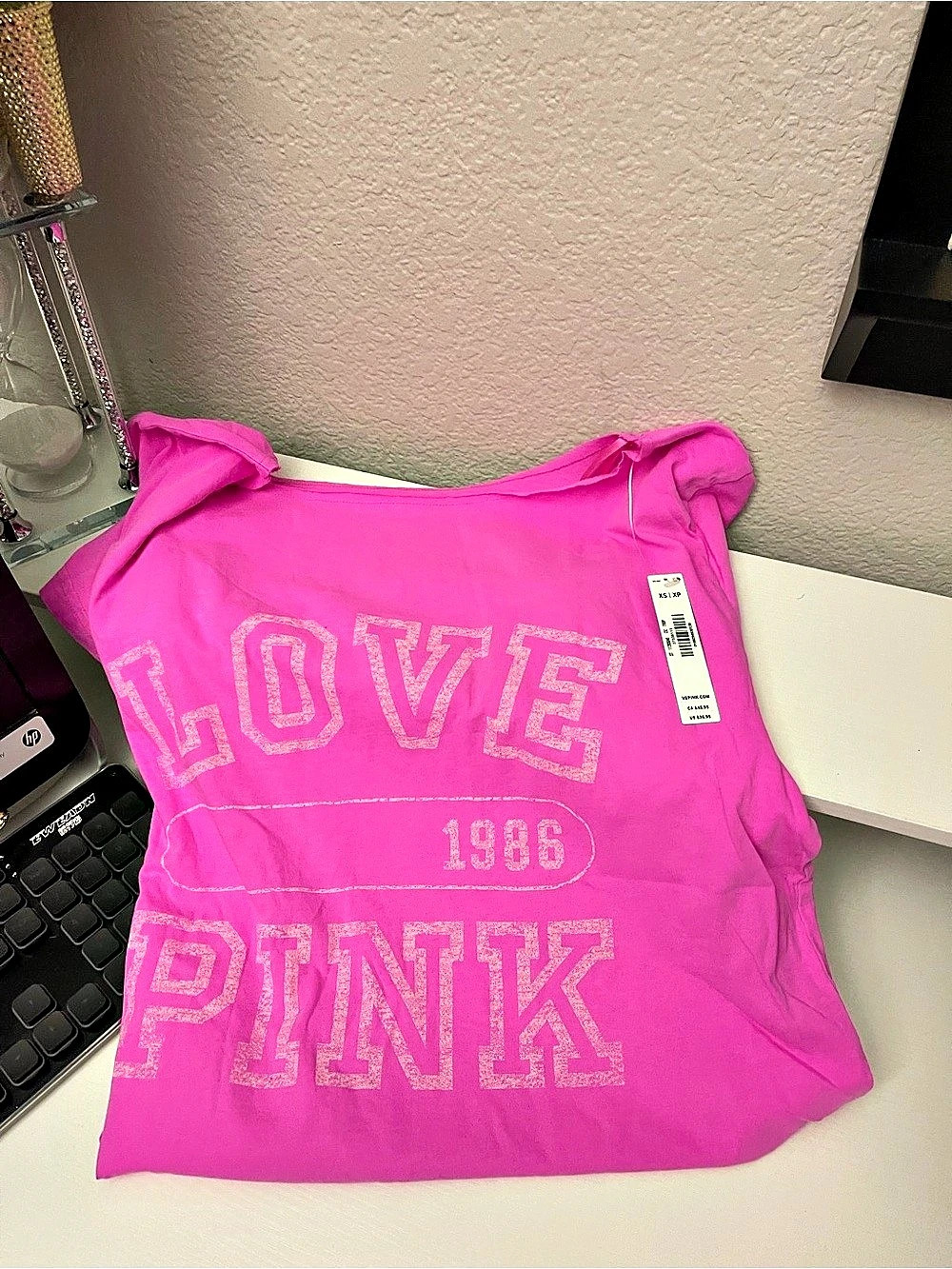PINK Victoria'Small Secret Love Pink 1986 Graphic Tee Pink Small